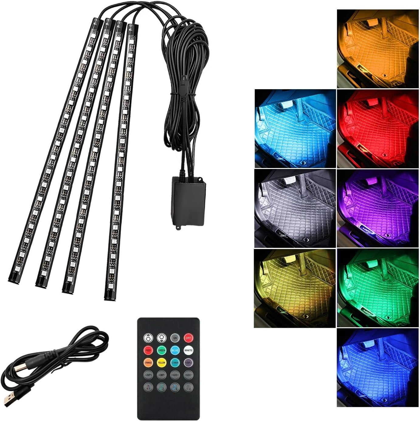 Led Interior Lights, RGB 72 LED Multicolor Auto Strip Light with Sound ...