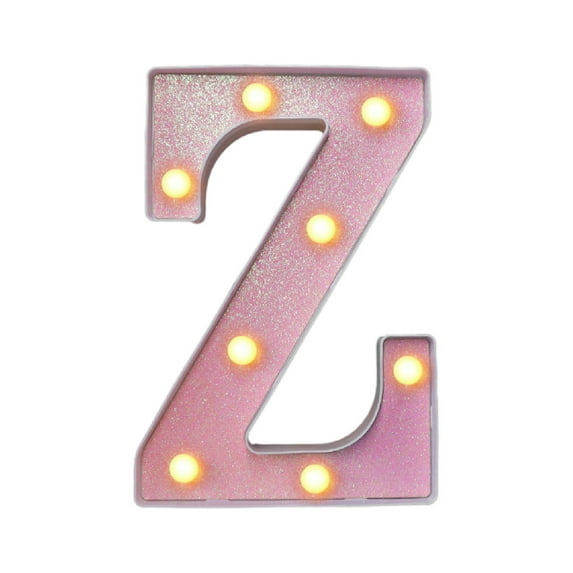 Led Letter Z Lights, Large Size Glittery Pink Led Alphabet Sign With Warm White Bulbs, For Bedroom Decor, Party Decorations, Wedding Signage, Nursery Decor, Home Accent