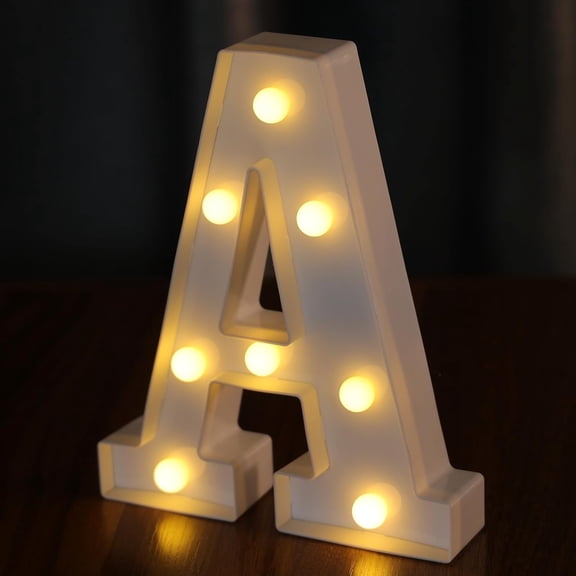 Led Letters Lights 26 Alphabet and 10 Number Decorative Lighted Letters,Battery Powered Led Marquee Light Up Letters for Wedding Birthday Party Home Decor(Letter A)
