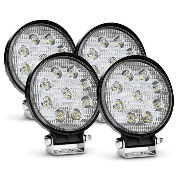 Led Light Bar Nilight 4PCS 4.5" 27w 3000LM Round Spot Light Pod Off Road Fog Driving Roof Bar Bumper for Jeep,SUV Truck , Hunters, 2 years Warranty