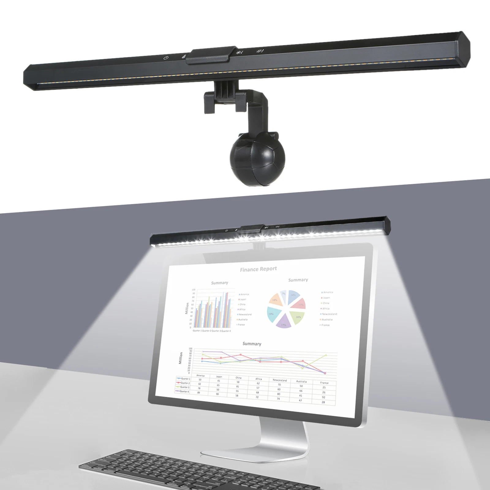 Rechargeable Computer Monitor Light Led Screen Bar Light Usb Computer Monitor Eye-Caring Reading Lamp ...