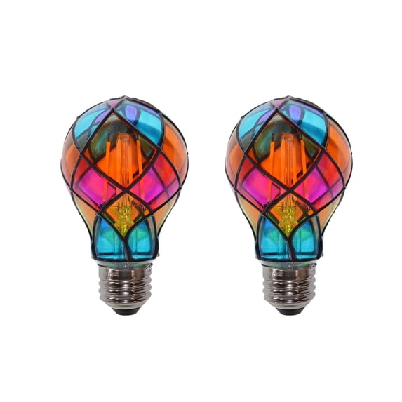 Led Light Bulb, Led Lights for Bedroom, Stained Glass Light Bulb, Decorative Light Bulb, Unique Decor Piece: Hand-Painted Bulb Becomes A One-Of-A-Kind Decorative, 2Pc, A