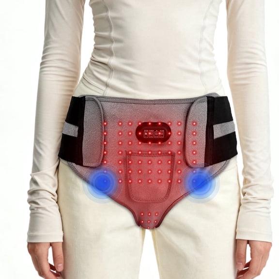 Led Light Pant Heating Pad with Massage, Triangle Pelvic Heating Pad, Heating Pad for Prostate with 3 Heating, Massage & Timing, 162pcs 660nm LED for Prostate Health, Relieve Perineal Discomfort
