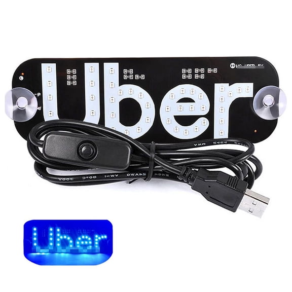 Led Light Signs for Car, Glow LED Sign Decal Stickers with Suction Cups Flashing Hook on Car Window LED Bright Lights USB PlugBlue