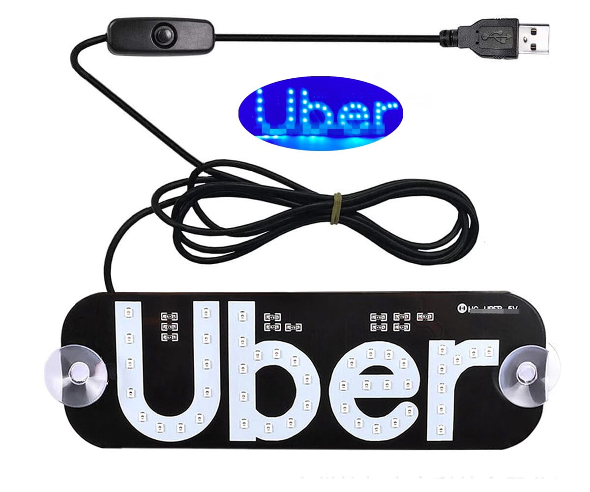 Led Light Signs for Car, Glow LED Sign Decal Stickers with Suction Cups Flashing Hook on Car Window LED Bright Lights USB Plug（Blue）