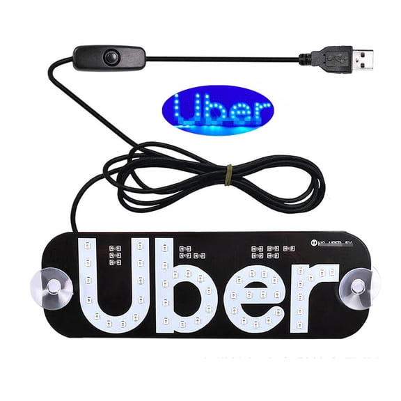 Led Light Signs for Car, Glow LED Sign Decal Stickers with Suction Cups Flashing Hook on Car Window LED Bright Lights USB PlugBlue