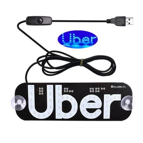 Led Light Signs for Car, Glow LED Sign Decal Stickers with Suction Cups Flashing Hook on Car Window LED Bright Lights USB PlugBlue