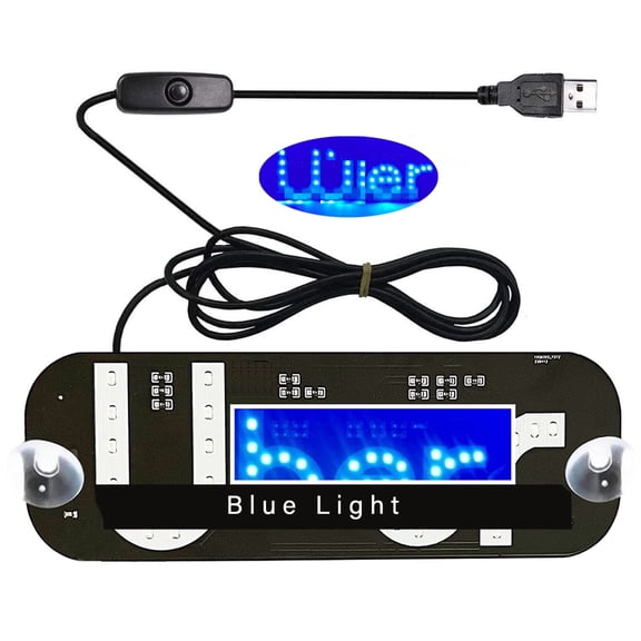 Led Light Signs for Car, Glow LED Sign Decal Stickers with Suction Cups Flashing Hook on Car Window LED Bright Lights USB PlugBlue