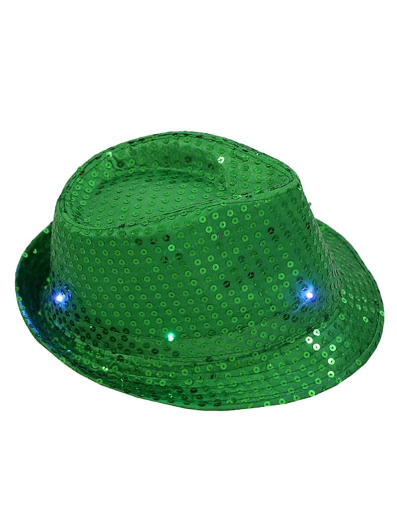 Led Light-Up Cowboy Hat – Glow Party Hat for Concerts, Raves & Night Events Under 5$, Yubnlvae Led Sequin Glow Jazz Hat Performance Props Cowboy Hat , Green, One Size