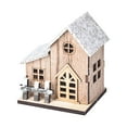 thumbnail image 1 of Led Light-Up Wooden Christmas House, Battery Operated Miniature Luminous Cottage Tabletop Decor, Hanging Rope Included, Holiday Mantel, Shelf, Shop Window Display, Festive Winter Scene , 1X Ornament, 1 of 5