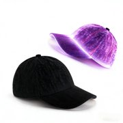 Led Light up Baseball Hat with 7 Colors Flashing Light Made of Fiber Optic, Neon Glowing Baseball Caps, Funny Luminous Hats Black
