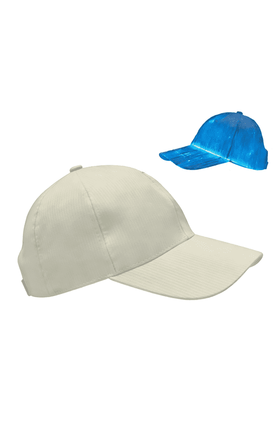Led Light up Baseball Hat with 7 Colors Flashing Light Made of Fiber Optic, Neon Glowing Baseball Caps, Funny Luminous Hats (White)