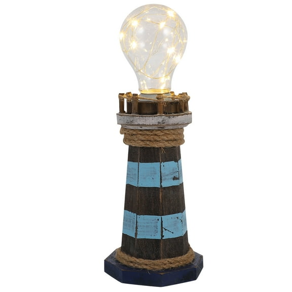 OUNONA Mediterranean LED Lighthouse Desktop Light for Nautical Rooms and Coastal Decorations