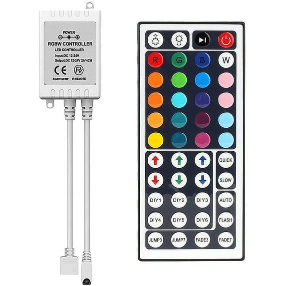 Led Lights 44 Key Remote Control, Dimmer for Led Strip Lights, 4 Pin Output Remote Controller for Led Strips 12 24V DC Led Tape Light