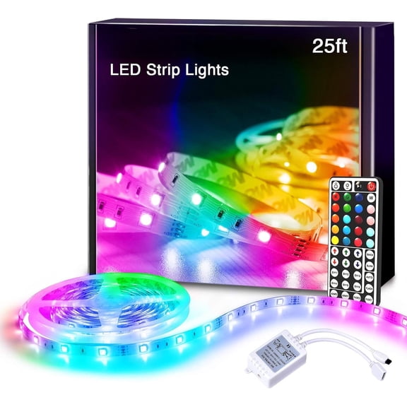 Led Lights for Bedroom 25ft RGB 5050 Led Strip Lights Color Changing Kit with 44 Remote Controller and 12V Power Led Light Strips Indoor Decoration,Easter Decor