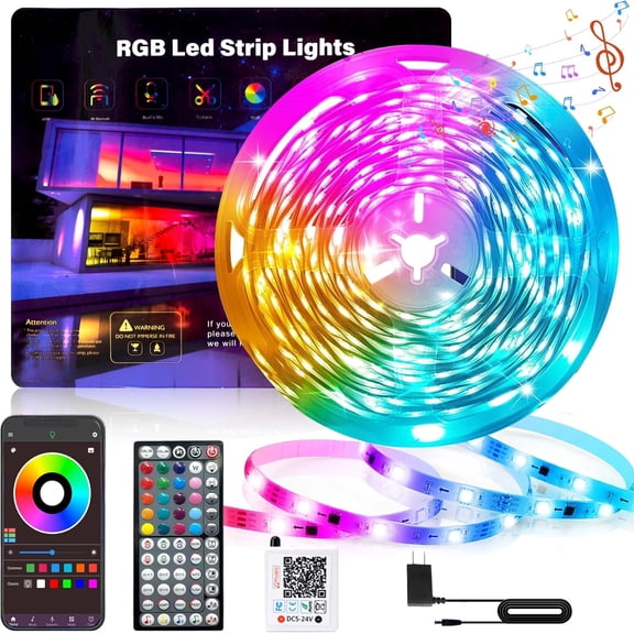 Led Lights for Bedroom 32.8FT 300Leds RGB Led Strip Lights Music Sync Color Changing, Dimmable Led Light Strip with Remote App Control, Super Bright Led Tape Light Room Gaming Accessories