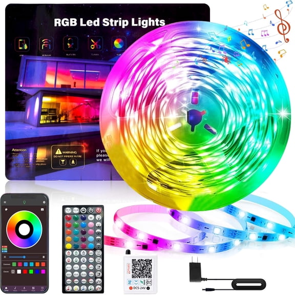 Led Lights for Bedroom 50FT 450Leds Color Changing RGB Led Strip Lights Music Sync, Dimmable Led Light Strip with Remote, App Control, Super Bright Led Tape Light Party Room Gaming Accessories