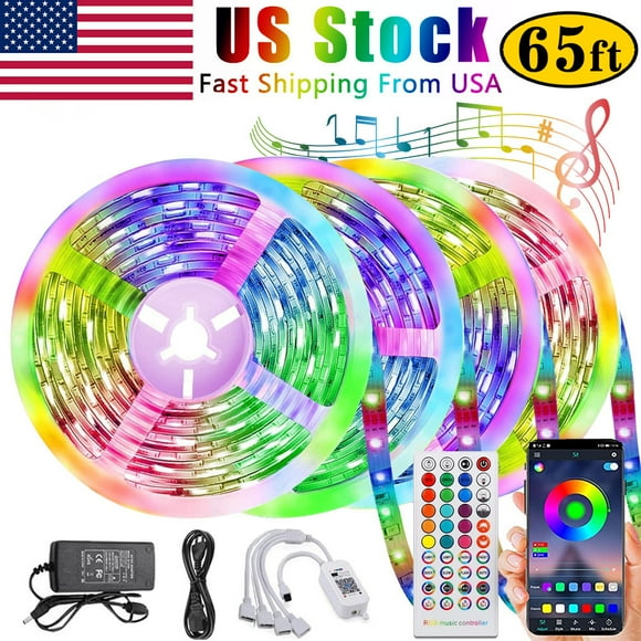 Led Lights for Bedroom 65.6ft, Ultra Long 5050 RGB Led Strip Lights, Smart Music Sync Led Lights Color Changing, Bluetooth App & Remote Control for Room Party Christmas Kitchen