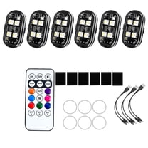 Led Lights for Car,Strobe Light,Wireless LED Strobe Lights with Remote Control, 8 Colors USB Charing Waterproof Anti-Collision Led Emergency Warning Lights for Car Motorcycle(6PCS)