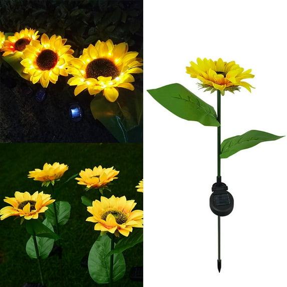 Led Lights Sumflower Solar Outdoor PC Yard 2 Lamp Garden light Room Decor Home Bedroom Yellow