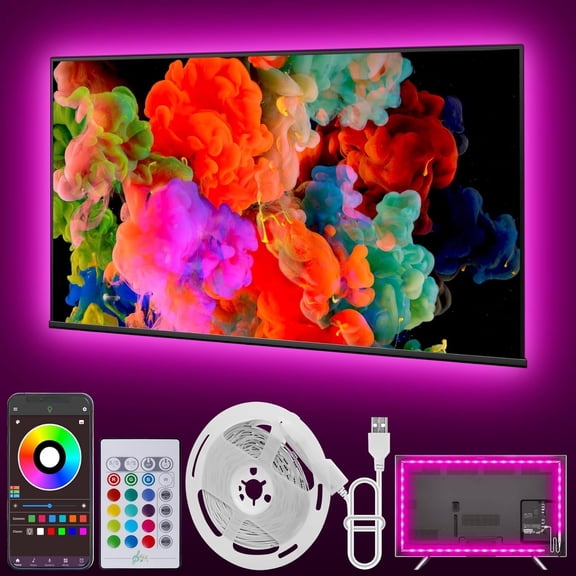Led Lights for TV, 16.4ft TV Led Backlight 32-75 Inch, USB Led Light Strip with Remote, App Control, RGB Led Strip Lights Music Sync Color Changing Led Lights for Bedroom, Gaming Accessories