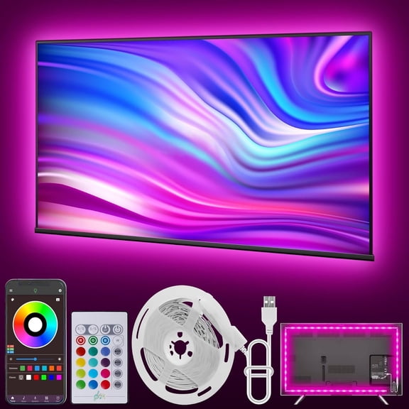 Led Lights for TV, 16.4ft TV Led Backlight 32-75 Inch, USB Led Light Strip with Remote, App Control, RGB Led Strip Lights Music Sync Color Changing Led Lights for Bedroom, Gaming Accessories