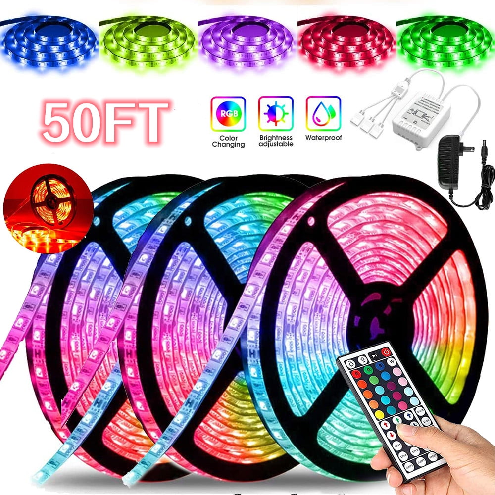 Led Lights for Bedroom 50ft, Led Strip Lights Color Changing Led Lights with 44 Key Remote, Led Light Strips for Bedroom Party Home Decoration