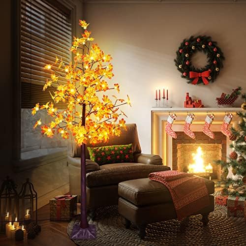 Led Maple Tree Light 120 Led Lighted Maple Tree 6FT Fall Tree with 8 Lighting Modes for Thanksgiving Home Decoration (Warm White)$$Home Decor, Kitchen, & Other