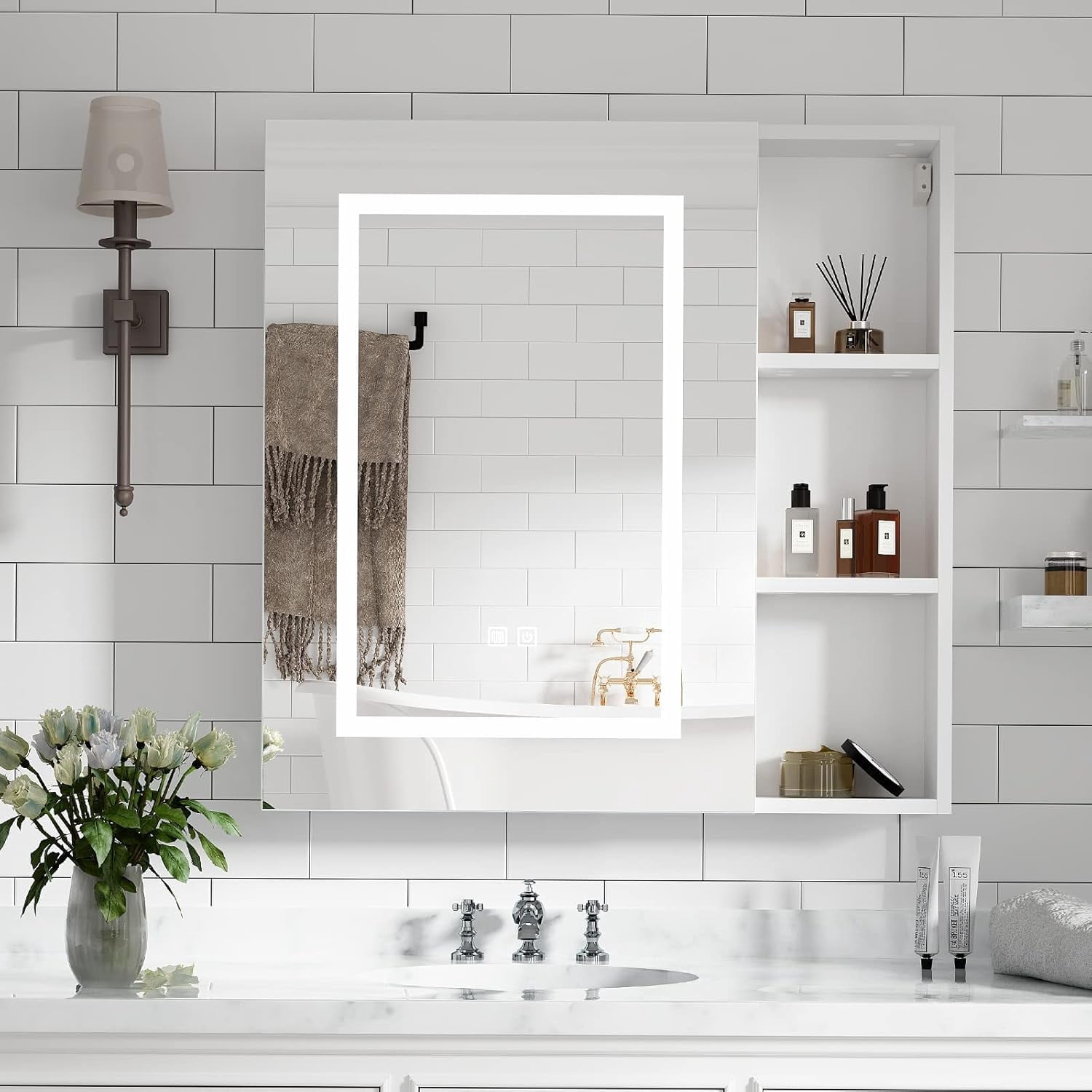 Led Medicine Cabinets with Storage,Wall Mounted Medicine Cabinet with ...