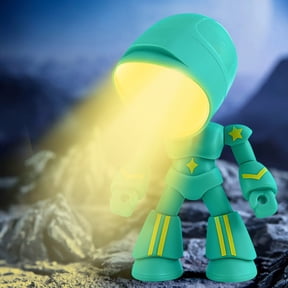 Led Mini Night Light Robot,Minion Lamp,10inch Magnetic Suction Ins Small Night Light,Mini Creative Robot Table Lamp,Creative Fully Posable Body Bot Style Table Cordless Lamp.(Green)