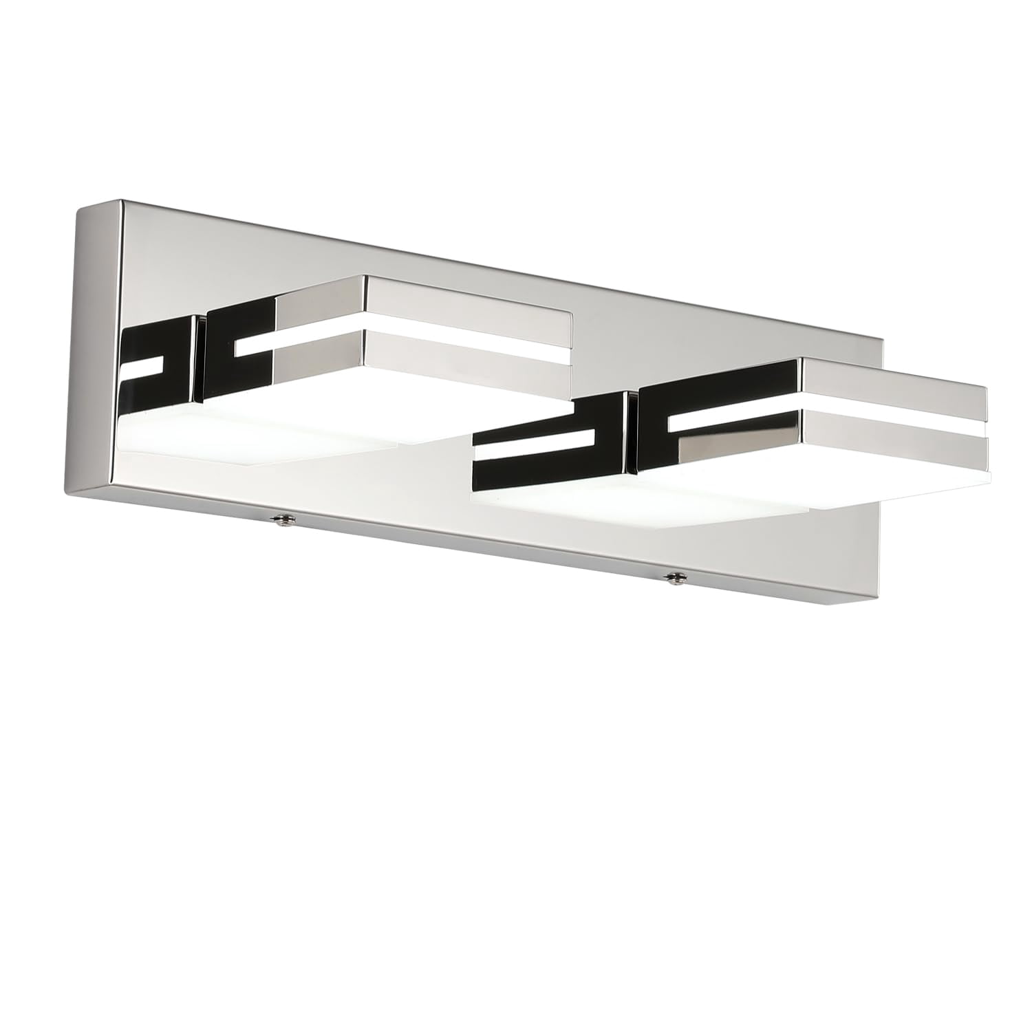 Led Modern Bathroom Vanity Light Fixtures (2-light  15.5-inch Dimmable) Chrome Acrylic Wall Lighting Over Mirror (cool White 6000k)