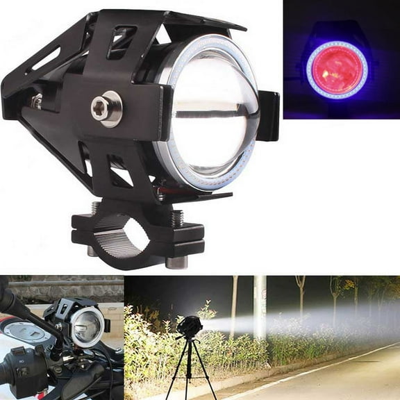 Led Motorcycle Headlight with Abgle Eyes 125W Additional Spotlights Fog Lights Universal Motorbike Auxiliary LED Driving Lamp