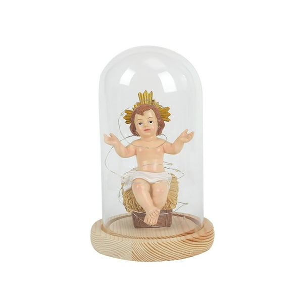 Led Nativity Scene Set, Glass Wood Resin, Battery Powered, Christmas Display Decor