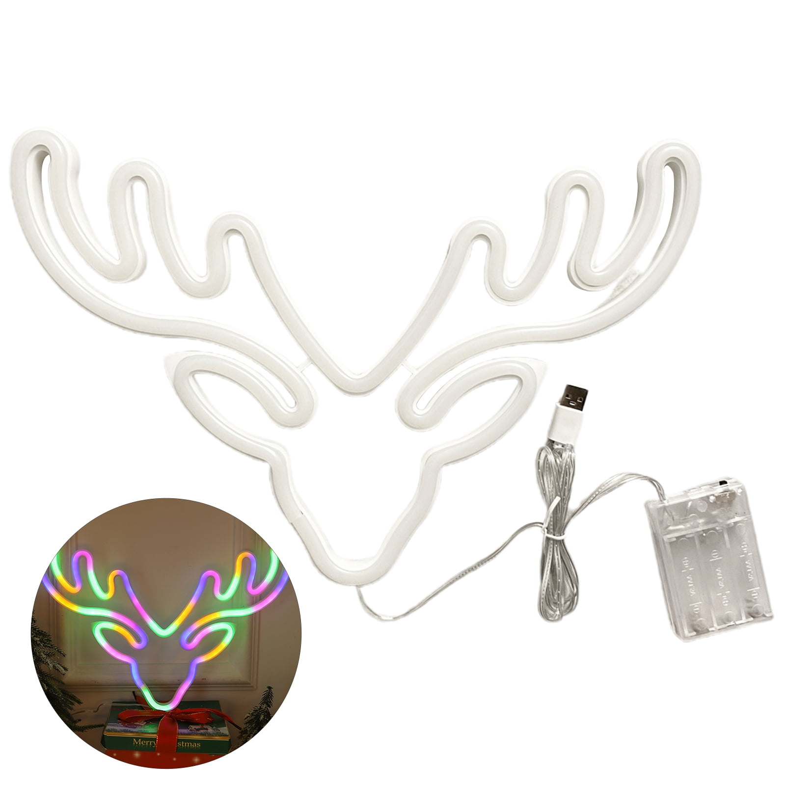 Led Neon Light Led Christmas Deer Head Neon Light Versatile Decoration