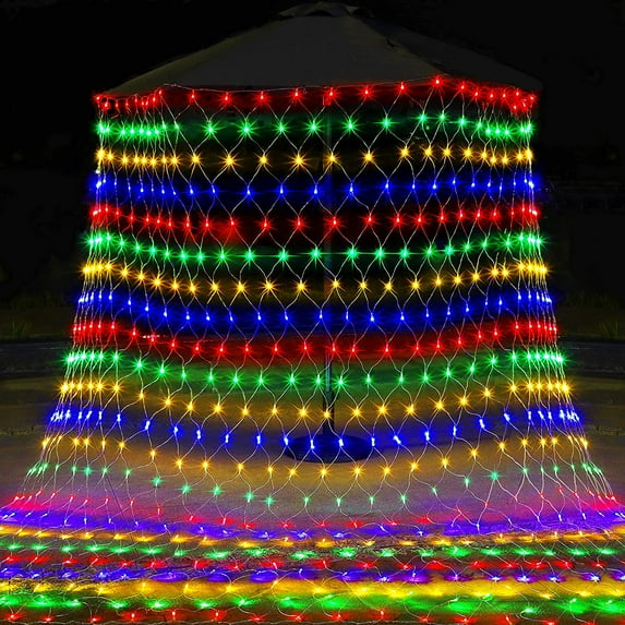 Led Net Mesh String Lights Outdoor Christmas Net Lights, 5FT x 5FT 96 Led String Light with 8 Modes, Connectable Fairy Light for Outdoor, Indoor, Christmas Tree, Party Decor, Multicolor