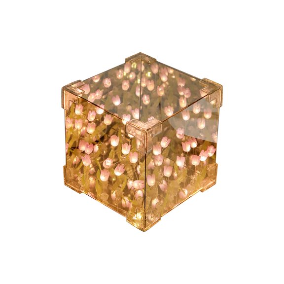 Led Night Light, Battery Powered Night Light, 4X4 in Cube, Craft Lights for Projects, Ambient Lighting, Flower decorations, Pink desk decor, 1 Pc Diy Kit
