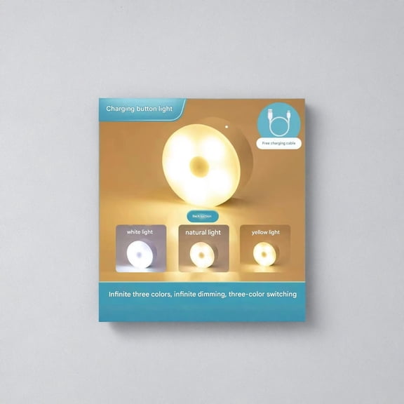 Led Night Light, Bedside Lamp, Study Desk Lamp, Eye-Caring Rechargeable Light - Manual Button, Tri-Color Lighting, Magnetic Mount, Energy-Efficient, Usb Rechargeable - Students,