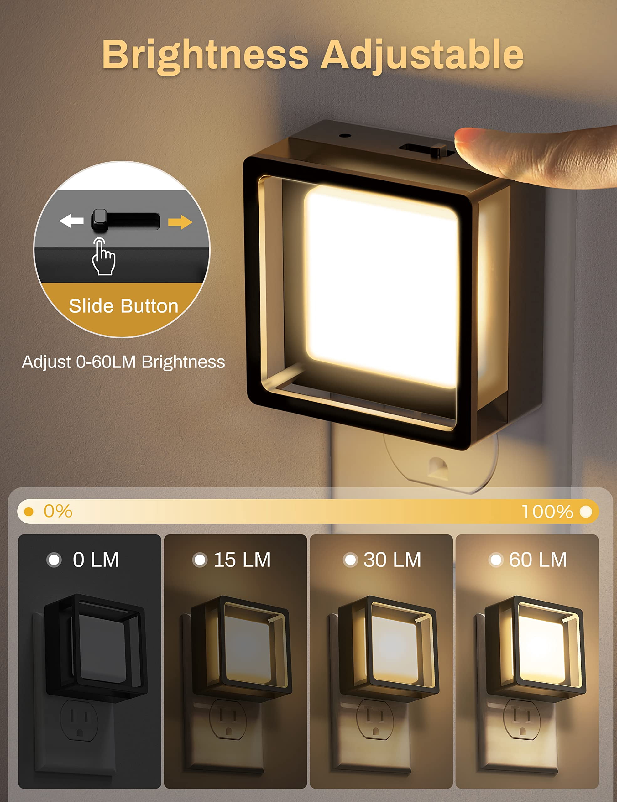Led Night Light  Lights Plug Into Wall [4 Pack] With Dusk-to-dawn Sensor Dimmable Nightlights Adjustable Brightness For Bathroom Hallway Bedroom Room Stairway Soft White 3000k