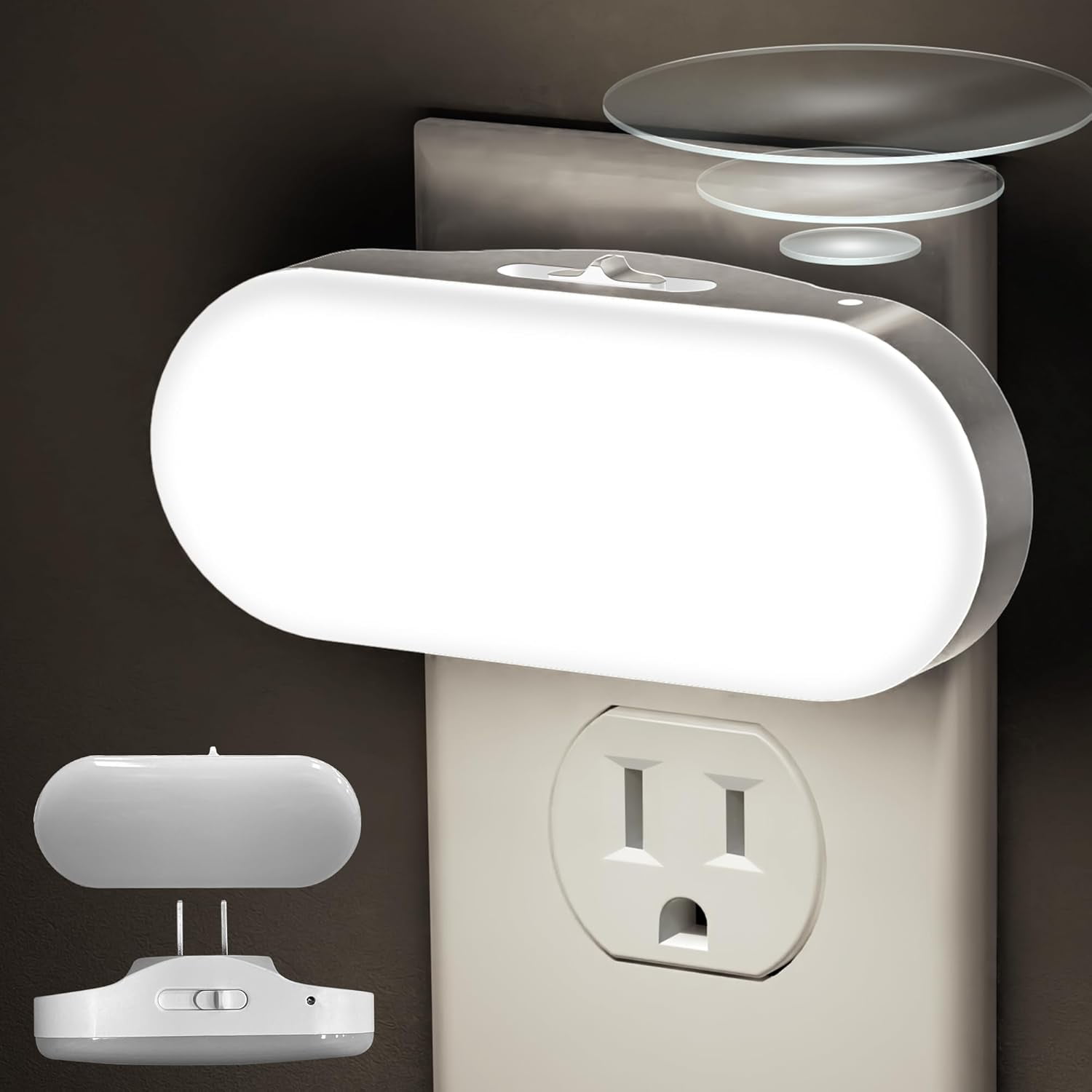 Led Night Light, Plug into Wall, [2 Pack] with Dusk to Dawn Sensor, 1W 5000K Dimmable Night Light from 0LM to 100LM for Bathroom Hallway Bedroom Kids Room Stairway