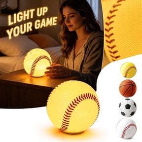 Led Night Light with Baseball Design, Table Lamp for Bedroom Nightstand, Desk Lamp for Office, Night Light for Birthday, 3 Inch, 1 Pack