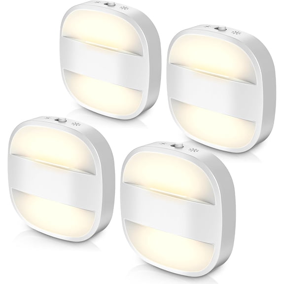 Led Night Lights Plug Into Wall, 4 Packs Foldable Plug in Night Light Portable Dimmable Mini with Dusk to Dawn Sensor, 3000K Ideal Travel Night Light for Bedroom, Stairs, Hallway