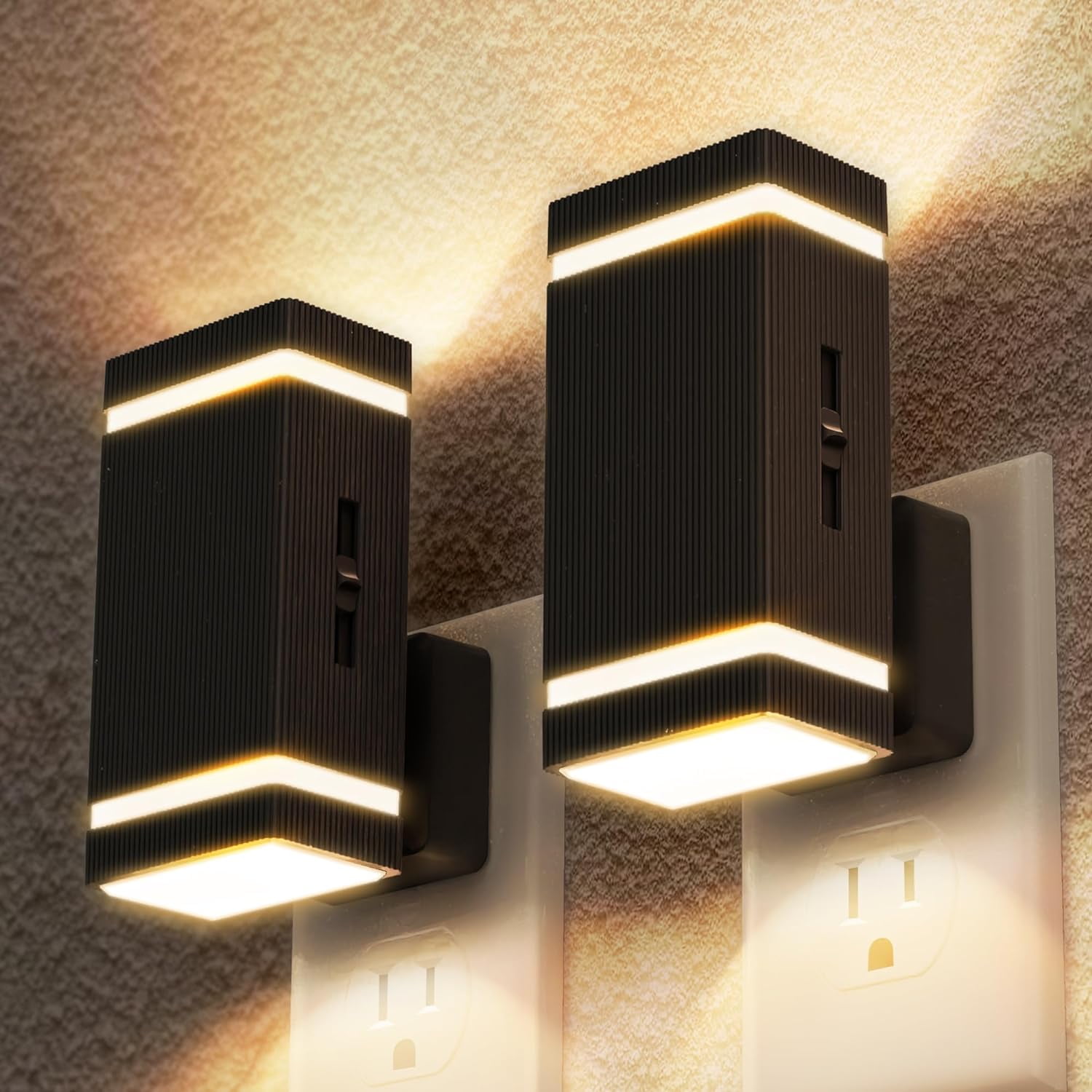 DORESshop Led Night Lights Plug into Wall [2 Pack], 1W 3000K Dimmable Light from 0LM to 100LM for Bathroom Hallway Bedroom Kids Room Stairway
