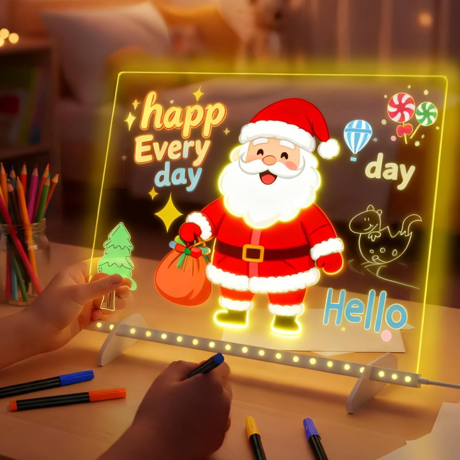 Led Note Board with Colors,2026 Upgrade Lighted Acrylic Dry Erase Board ...
