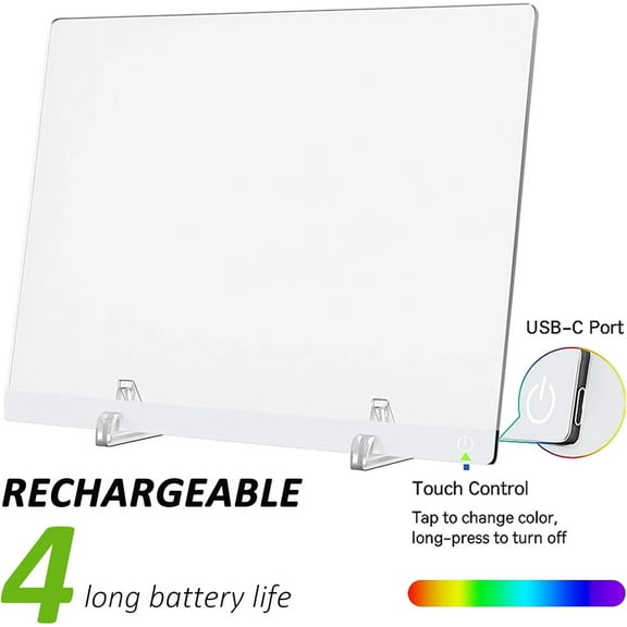 Led Note Board with Colors, Led Drawing Board for Kids, Clear Drawing Board with Light, Light-Up Acrylic Writing Board, Ideal Gift for Birthdays, Christmas 35*25 Cm/13.78*9.84 In （1Pc)