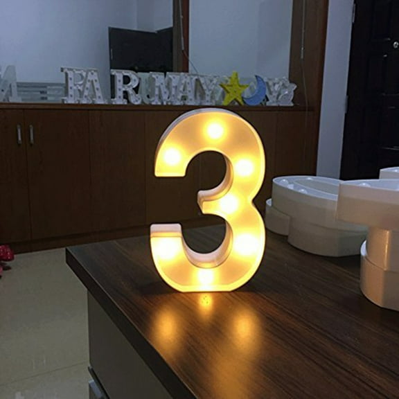 Led Number Light, Soft Warm White Glow, Battery Operated, Wall Mountable Or Standing Design, Elegant Glow Addition, 22Cm Tall, 0-9 Numbers Available, Perfect For Party Wedding