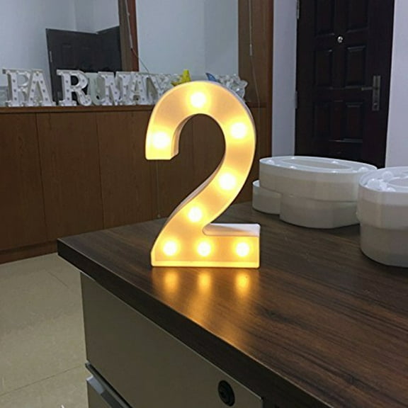 Led Number Light Up Sign, 22Cm Warm White Glow Battery Operated, Wall Mountable Standing For Party Wedding Festival Home Decoration