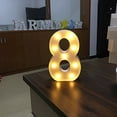 thumbnail image 1 of Led Number Light, Warm White Glow, Battery Operated Sign, Ideal For Party Wedding Festival Indoor Decoration, Wall Mountable Standing Design, 22Cm Size, 0-9 Numbers, 1 of 3