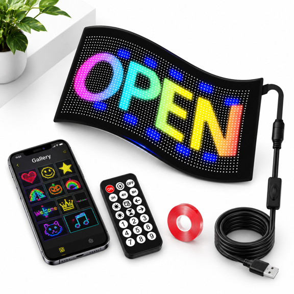 Led Open Sign For Business 13''X7.87'' Multi Scene App Control Ultra Bright Storefront Sign