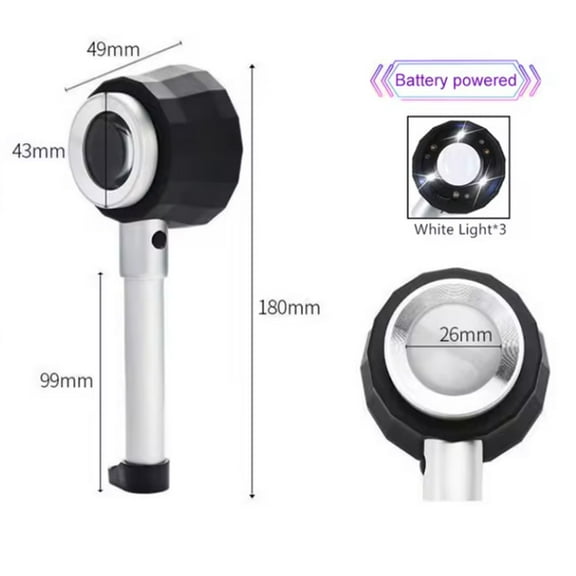 Led Optical Glass Handheld Magnifier with Light Scale And Measurement Scale A