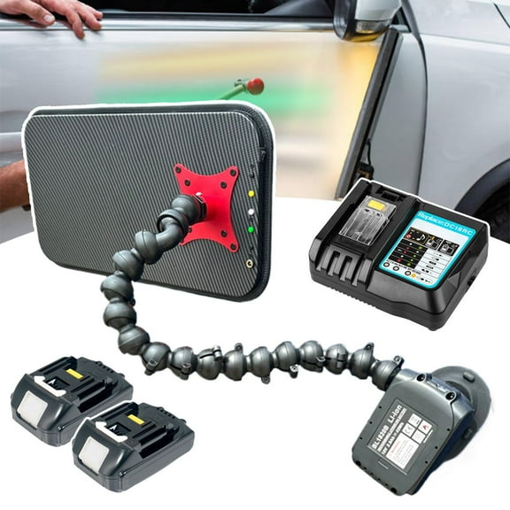 Led PDR Car Dent Lamp,3 Strips Line Board (9 Color Combination) 40 * 20cm,Paintless Dent Repair Tool 18v Car Dent Lamp Board Car Dent Tools Led Light with 2pcs Rechargeable Battery